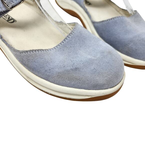 Lands' End Suede Mary Jane Flats Slip On Shoes Round Toe Light Blue Size US 7 B - Picture 4 of 8